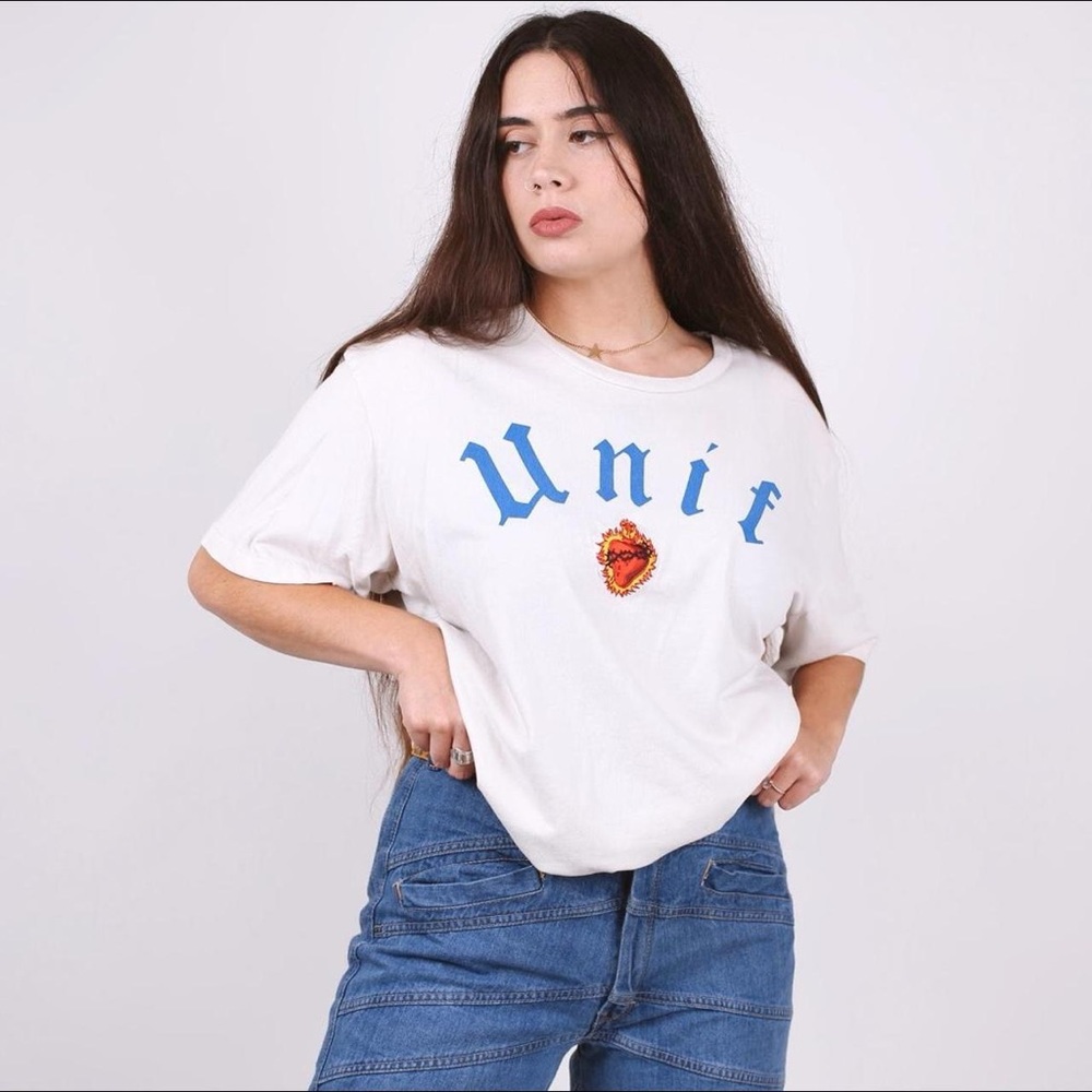 unif white embroidered t-shirt